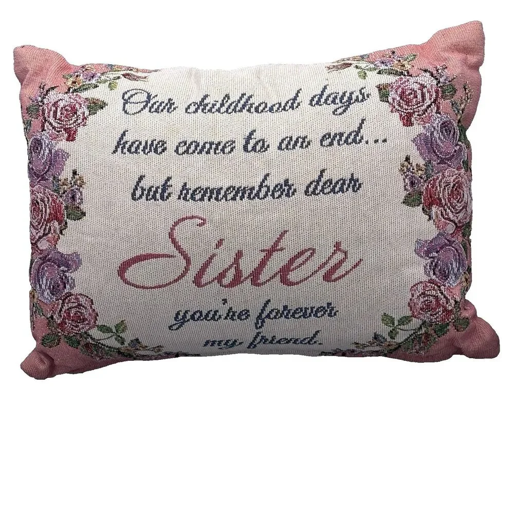 Vintage Style Sister Tapestry Throw Pillows Set of 2 Floral Roses Bird Cottageco